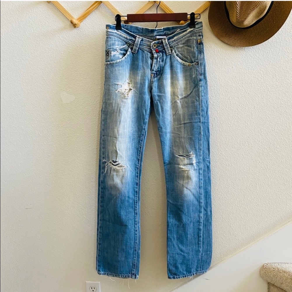MET IN JEANS distressed straight leg jeans 29